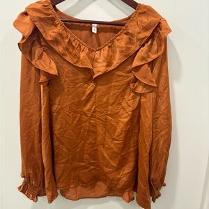 Rust Orange Ruffled Women's Top